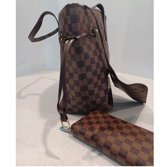 Daisy Rose Tote Bag with Wallet Brown Checkered PU Vegan Leather New - Picture 2 of 10